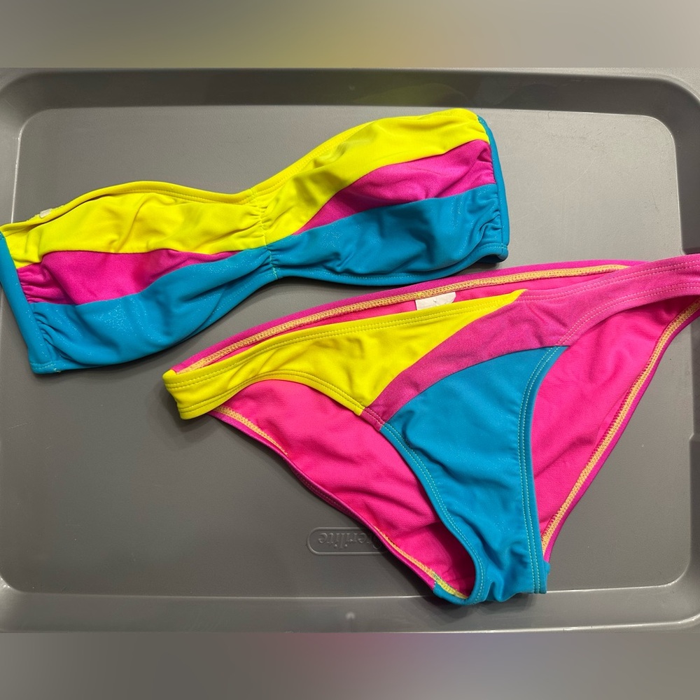 Xhilaration Neon Pink-Yellow-Blue Bikini Set